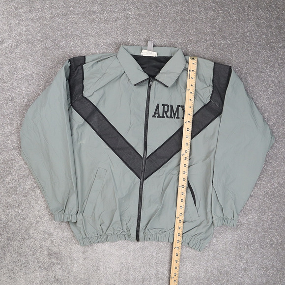 Vintage US Army Physical Fitness Regular Large Gray Long Sleeve Zip Jacket - Picture 3 of 14